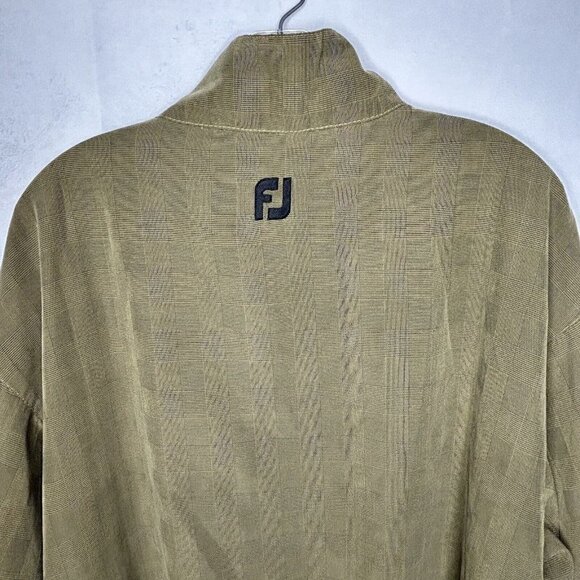 FootJoy FJ Taupe Green Golf 1/2 Zip Mock Collar Jacket Men's L Elastic Waist - Picture 5 of 6